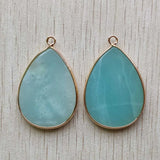 8pcs Amazonite Stone Water Drop Pendants for Jewelry Making