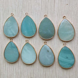 8pcs Amazonite Stone Water Drop Pendants for Jewelry Making