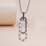 Hip Hop Double Ring Dotted Diamond Stainless Steel Necklace