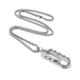 Hip Hop Double Ring Dotted Diamond Stainless Steel Necklace