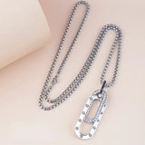 Hip Hop Double Ring Dotted Diamond Stainless Steel Necklace
