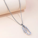 Hip Hop Double Ring Dotted Diamond Stainless Steel Necklace