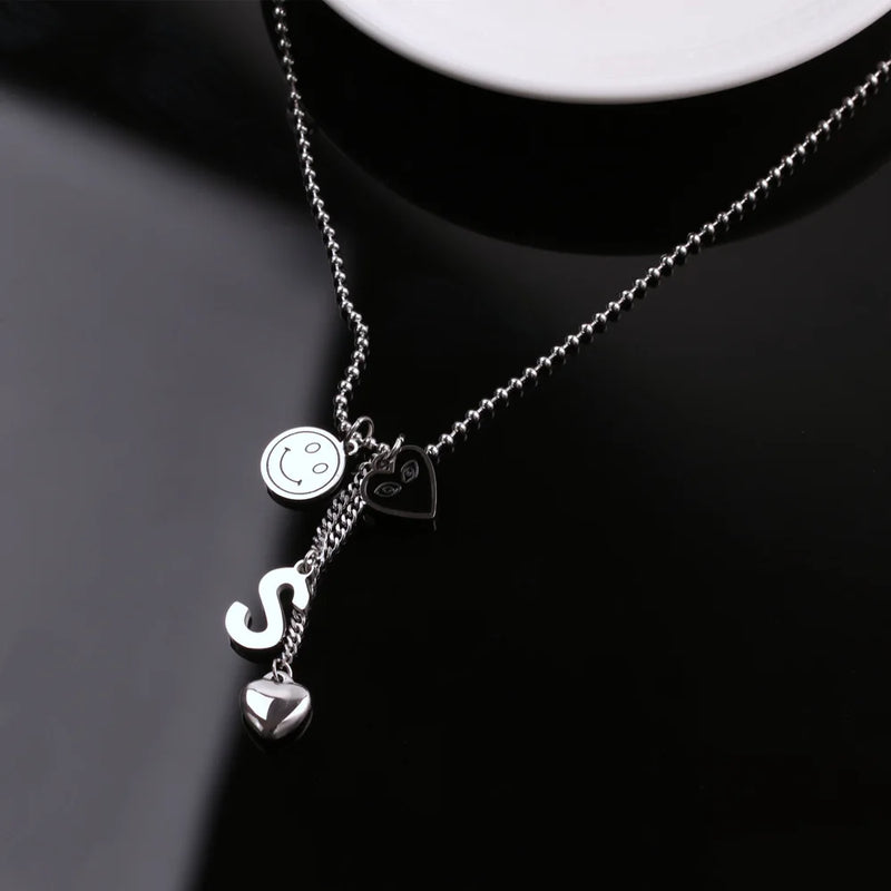 Hip-Hop Titanium Steel Hipster Peach Heart Set Chain