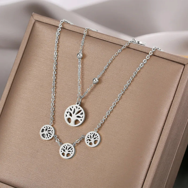 Hip-hop Wishing Tree Coin Necklace for European and American Style Sweater