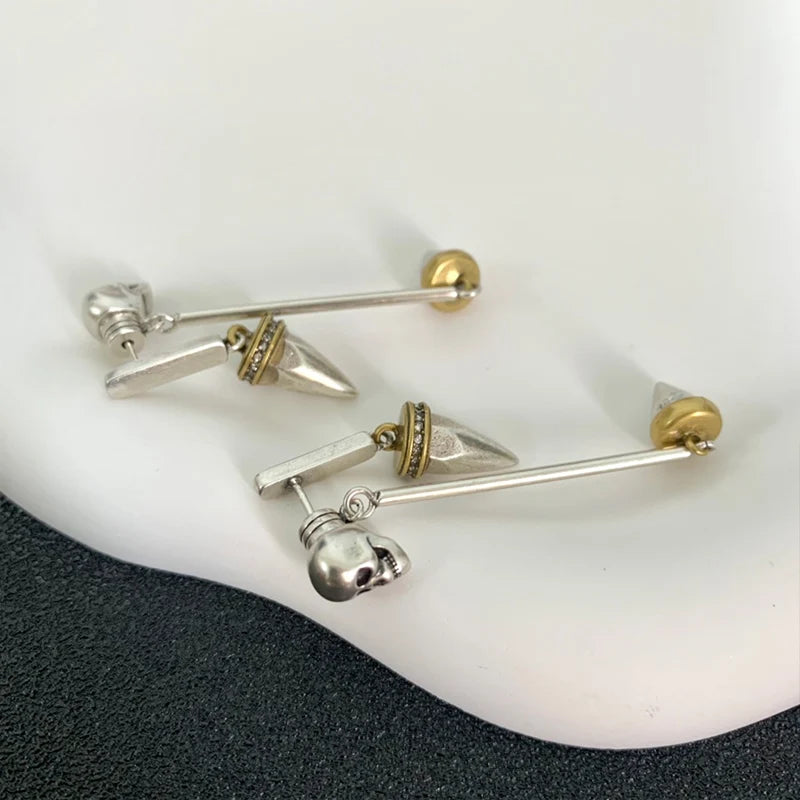 Skull Willow Stud Earrings Retro Jewelry Party Accessories