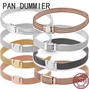 925 Silver Woven Tricolor Women's Watch Bracelet DIY Charm Jewelry