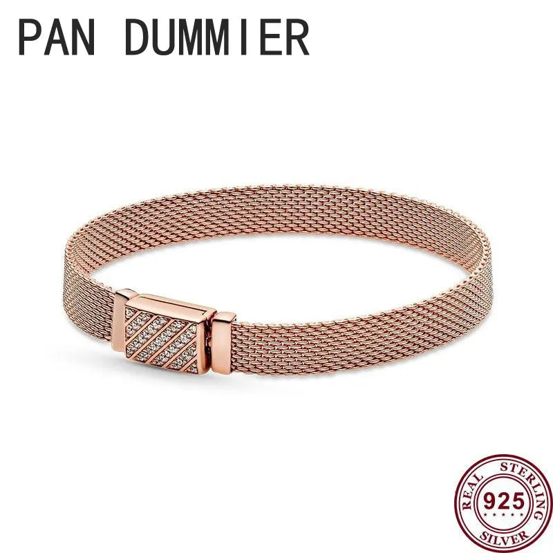 925 Silver Woven Tricolor Women's Watch Bracelet DIY Charm Jewelry