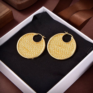 Plaid Round Earrings for Ladies - Banquet Jewelry Accessories