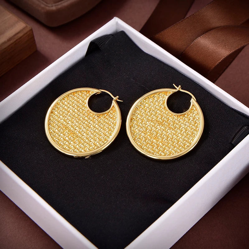 Plaid Round Earrings for Ladies - Banquet Jewelry Accessories