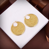 Plaid Round Earrings for Ladies - Banquet Jewelry Accessories