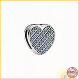 925 Sterling Silver Pav ? Heart Clip Charm for Reflexions Bracelet