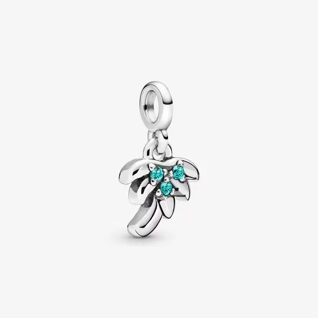Crystal Fruit Plant Charms Silver 925 Bracelet for Women DIY Jewelry