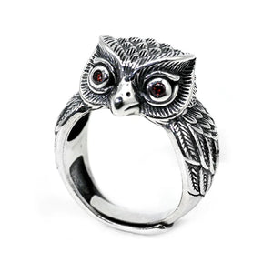 Hot Men Women Silver Retro Owl Opening Adjustable Ring Jewelry