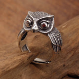 Hot Men Women Silver Retro Owl Opening Adjustable Ring Jewelry