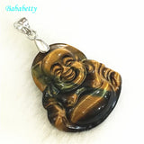 Tiger's Eye Stone Buddha Pendant with Chain