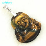 Tiger's Eye Stone Buddha Pendant with Chain
