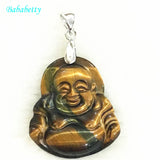 Tiger's Eye Stone Buddha Pendant with Chain