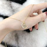 Women's Yellow Star Moon Planet Pendant Necklace XL175