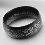 8mm Titanium Steel Muslim Religious Ring Halal Words Men Ring