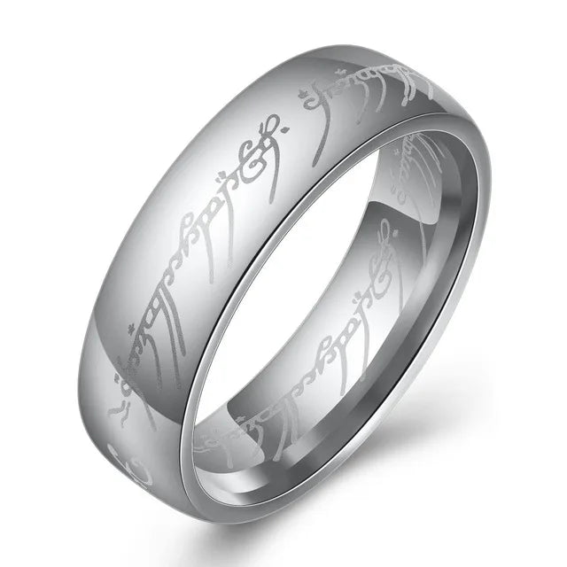 8mm Titanium Steel Muslim Religious Ring Halal Words Men Ring