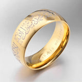 8mm Titanium Steel Muslim Religious Ring Halal Words Men Ring