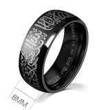 8mm Titanium Steel Muslim Religious Ring Halal Words Men Ring