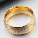 8mm Titanium Steel Muslim Religious Ring Halal Words Men Ring