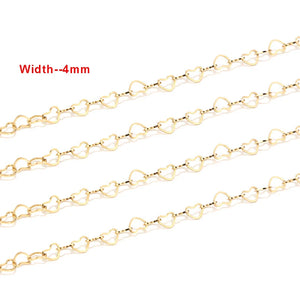 Gold/Silver Stainless Steel Hearts Link Chain for DIY Jewelry