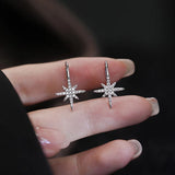 Hot Female Silver Star U-Shaped Earrings SE1542