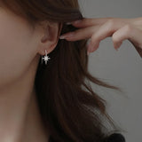 Hot Female Silver Star U-Shaped Earrings SE1542