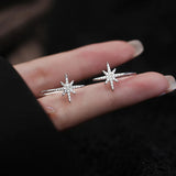 Hot Female Silver Star U-Shaped Earrings SE1542