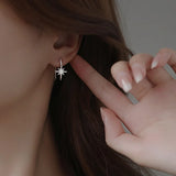 Hot Female Silver Star U-Shaped Earrings SE1542