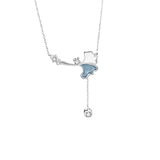 Silver Zircon Ginkgo Leaf Pendant Necklace TZ010