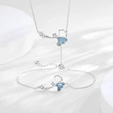 Silver Zircon Ginkgo Leaf Pendant Necklace TZ010