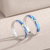 Silver Drop Glue Fox Couple Open Ring JZ0160
