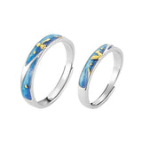 Silver Drop Glue Fox Couple Open Ring JZ0160