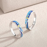Silver Drop Glue Fox Couple Open Ring JZ0160