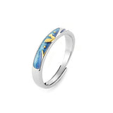 Silver Drop Glue Fox Couple Open Ring JZ0160