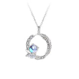 Elegant Silver Feather Zircon Pendant Necklace