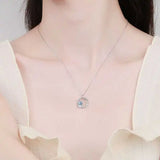 Elegant Silver Feather Zircon Pendant Necklace