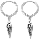 Silver Retro Ethnic Diamond Pendant Earrings