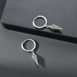 Silver Retro Ethnic Diamond Pendant Earrings
