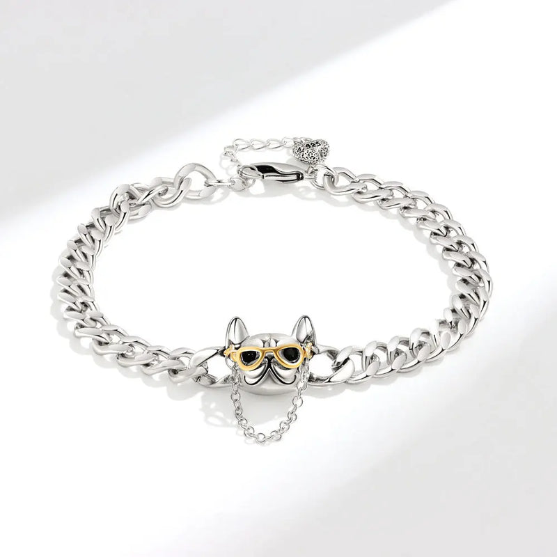 Silver Retro Sunglasses Small Magic Bucket Pendant Women's Bracelet