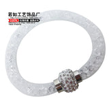 Braided Mesh Rhinestone Bracelet with Magnetic Buckle