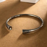 Women's Retro Silver Totem Ethnic Open Bracelet