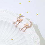 Women's Silver Rose Star Moon Zircon Earrings