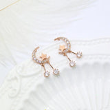 Women's Silver Rose Star Moon Zircon Earrings