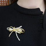 14K Plated Freshwater Pearl Bowknot Brooch