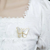 14K Plated Freshwater Pearl Shell Butterfly Brooch Lady Costume Jewelry