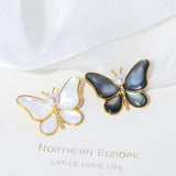 14K Plated Freshwater Pearl Shell Butterfly Brooch Lady Costume Jewelry